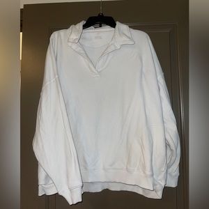 Aerie White Oversized V-neck sweatshirt